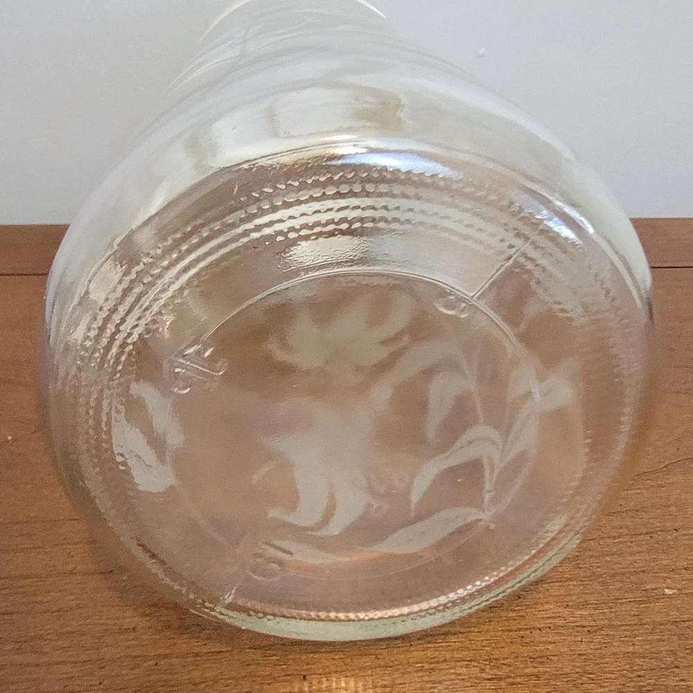 Tang White Honeysuckle Etched Floral Glass Decanter Pitcher‎ Anchor & Hocking